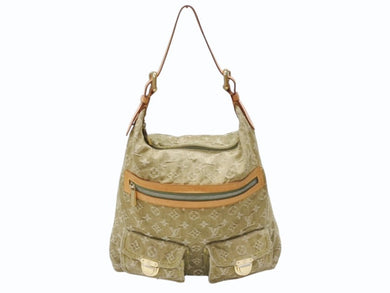 LOUIS VUITTON ルイヴィトン バギーGM ショルダーバッグ M95211 モノグラム デニム カーキ ゴールド金具 良品 中古 4b007416