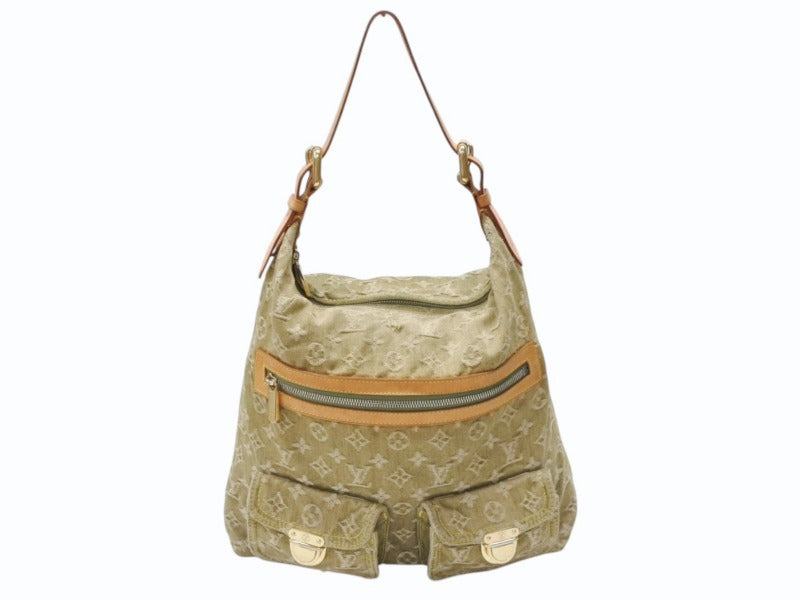 LOUIS VUITTON ルイヴィトン バギーGM ショルダーバッグ M95211 モノグラム デニム カーキ ゴールド金具 良品 中古 4b007416