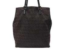 Load image into Gallery viewer, FENDI フェンディ ズッキーノ柄 トートバッグ 8BH067 ブラウン キャンバス レザー シルバー金具 美品 中古 4b007421