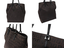 Load image into Gallery viewer, FENDI フェンディ ズッキーノ柄 トートバッグ 8BH067 ブラウン キャンバス レザー シルバー金具 美品 中古 4b007421