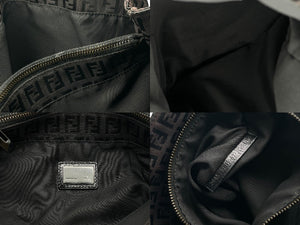 FENDI フェンディ ズッキーノ柄 トートバッグ 8BH067 ブラウン キャンバス レザー シルバー金具 美品 中古 4b007421