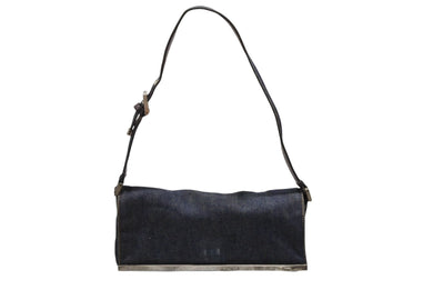 FENDI フェンディ ワンショルダーバッグ ハンドバッグ イタリア製 デニム レザー ネイビー シルバー金具 美品 中古 4b007424