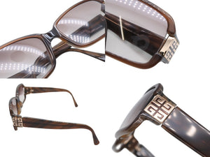 極美品 Givenchy ジバンシー サングラス アイウェア SGV585 ブラウン プラスチック メタル ロゴ金具 中古 4b007429