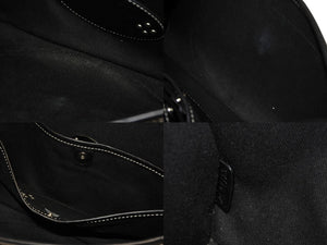 CELINE セリーヌ マカダム ワンショルダーバッグ YS 00755 ナイロンキャンバス レザー グレー ブラック シルバー金具 美品 中古 4b007437