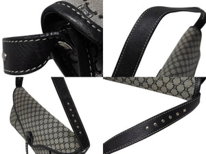 CELINE セリーヌ マカダム ワンショルダーバッグ YS 00755 ナイロンキャンバス レザー グレー ブラック シルバー金具 美品 中古 4b007437
