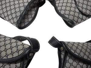 CELINE セリーヌ マカダム ワンショルダーバッグ YS 00755 ナイロンキャンバス レザー グレー ブラック シルバー金具 美品 中古 4b007437
