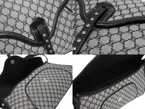 CELINE セリーヌ マカダム ワンショルダーバッグ YS 00755 ナイロンキャンバス レザー グレー ブラック シルバー金具 美品 中古 4b007437