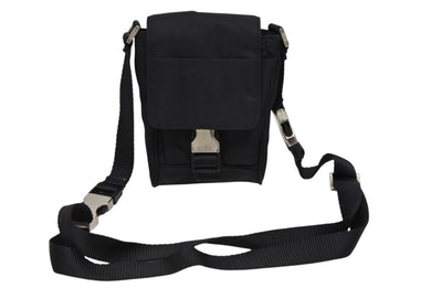 PRADA プラダ トライアングルロゴ ミニショルダーバッグ フォンケース ポーチ ブラック イタリア製 シルバー金具 美品 中古 4b007439