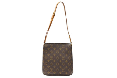 LOUIS VUITTON ルイヴィトン ミュゼットサルサ ロングストラップ ショルダーバッグ モノグラム キャンバス ブラウン PVC ゴールド金具 美品 中古 4b007445