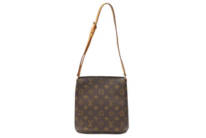 LOUIS VUITTON ルイヴィトン ミュゼットサルサ ロングストラップ ショルダーバッグ モノグラム キャンバス ブラウン PVC ゴールド金具 美品 中古 4b007445