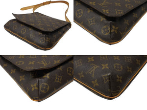 LOUIS VUITTON ルイヴィトン ミュゼットサルサ ロングストラップ ショルダーバッグ モノグラム キャンバス ブラウン PVC ゴールド金具 美品 中古 4b007445