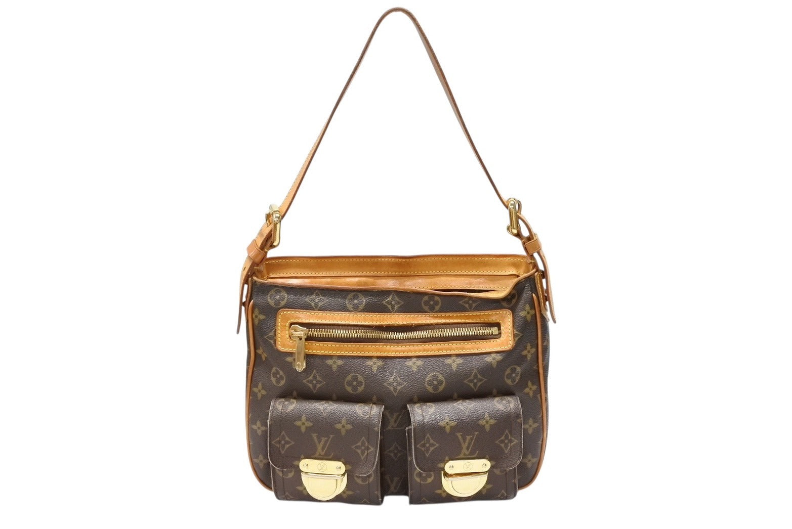 ルイヴィトン モノグラム マンハッタン GM ハンドバッグ ブラウン ルイ