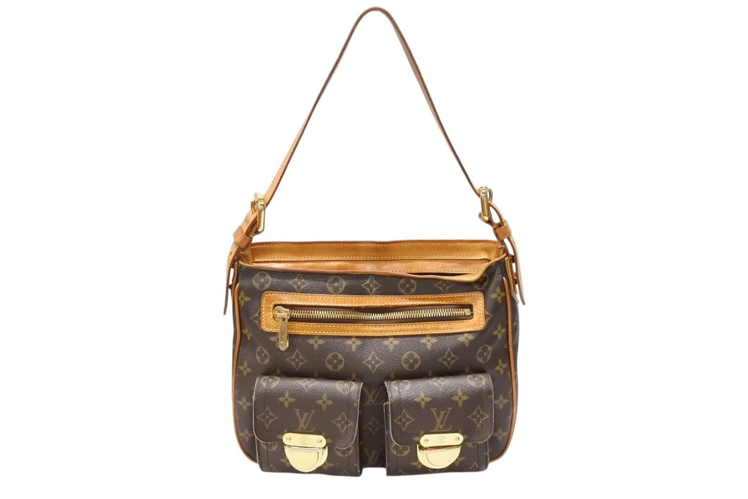 LOUIS VUITTON ルイヴィトン ハドソンGM ワンショルダーバッグ M40045 ブラウン PVC レザー ゴールド金具 良品 中古 4b007446