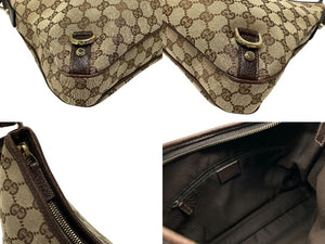 極美品 GUCCI グッチ アビー ワンショルダーバッグ 130738 ベージュ ブラウン GGキャンバス レザー ゴールド金具 中古 4b007447
