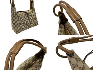 極美品 GUCCI グッチ GGキャンバス ワンショルダーバッグ 101333 ブラウン ベージュ PVC ブラック金具 中古 4b007448