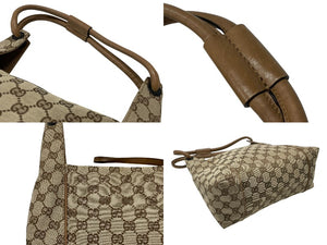 極美品 GUCCI グッチ GGキャンバス ワンショルダーバッグ 101333 ブラウン ベージュ PVC ブラック金具 中古 4b007448