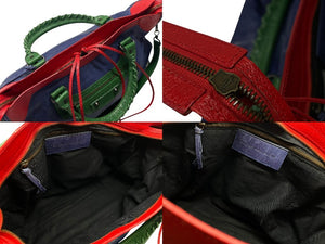 BALENCIAGA バレンシアガ ザ シティ ジャイアント 2WAYバッグ ハンドバッグ ショルダーバッグ 115743 レッド ブルー グリーン 美品 中古 4b007453 