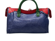 画像をギャラリービューアに読み込む, BALENCIAGA バレンシアガ ザ シティ ジャイアント 2WAYバッグ ハンドバッグ ショルダーバッグ 115743 レッド ブルー グリーン 美品 中古 4b007453 