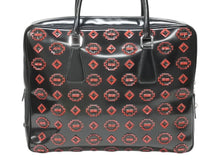 Load image into Gallery viewer, PRADA プラダ ハンドバッグ ロゴプレート エナメル パテントレザー・エナメル ブラック レッド 美品 中古 4b007454
