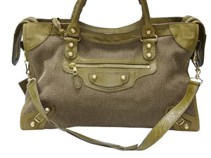 BALENCIAGA バレンシアガ ザ ジャイアント シティ 2WAY ハンドバッグ ショルダーバッグ キャンバス カーキ レザー ゴールド金具 美品 中古 4b007455