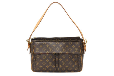 LOUIS VUITTON ルイヴィトン ヴィバシテGM ショルダーバッグ M51163 ブラウン ヌメ革 PVC ゴールド金具 美品 中古 4b007457