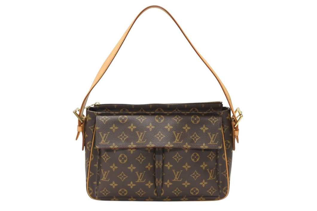 LOUIS VUITTON ルイヴィトン ヴィバシテGM ショルダーバッグ M51163 ブラウン ヌメ革 PVC ゴールド金具 美品 中古 4b007457