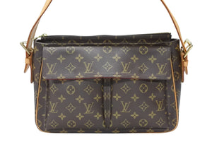 LOUIS VUITTON ルイヴィトン ヴィバシテGM ショルダーバッグ M51163 ブラウン ヌメ革 PVC ゴールド金具 美品 中古 4b007457