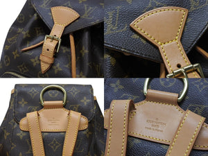 LOUIS VUITTON ルイヴィトン モンスリMM バックパック M51136 ブラウン モノグラム PVC ゴールド金具 美品 中古 4b007458