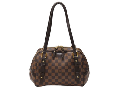 新品同様 LOUIS VUITTON ルイヴィトン リヴィントンPM ハンドバッグ ダミエ エベヌ トートバッグ N41157 ブラウン PVC レザー 中古 4b007466