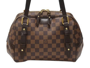 新品同様 LOUIS VUITTON ルイヴィトン リヴィントンPM ハンドバッグ ダミエ エベヌ トートバッグ N41157 ブラウン PVC レザー 中古 4b007466