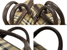 Load image into Gallery viewer, BURBERRY バーバリー ノバチェック ミニボストンバッグ ベージュ ブラウン キャンバス レザー ゴールド金具 美品 中古 4b007468