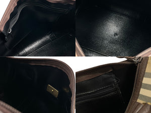 BURBERRY バーバリー ノバチェック ミニボストンバッグ ベージュ ブラウン キャンバス レザー ゴールド金具 美品 中古 4b007468