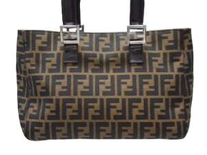 FENDI フェンディ ハンドバッグ トートバッグ ズッカ柄 キャンバス ブラウン シルバー金具 美品 中古 4b007470