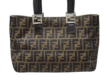 Load image into Gallery viewer, FENDI フェンディ ハンドバッグ トートバッグ ズッカ柄 キャンバス ブラウン シルバー金具 美品 中古 4b007470
