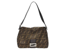 Load image into Gallery viewer, FENDI フェンディ マンマバケット ショルダーバッグ ズッカ柄 コットンキャンバス レザー ブラウン シルバー金具 美品 中古 4b007471