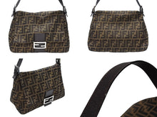 Load image into Gallery viewer, FENDI フェンディ マンマバケット ショルダーバッグ ズッカ柄 コットンキャンバス レザー ブラウン シルバー金具 美品 中古 4b007471