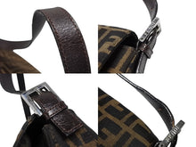 Load image into Gallery viewer, FENDI フェンディ マンマバケット ショルダーバッグ ズッカ柄 コットンキャンバス レザー ブラウン シルバー金具 美品 中古 4b007471