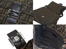 Load image into Gallery viewer, FENDI フェンディ マンマバケット ショルダーバッグ ズッカ柄 コットンキャンバス レザー ブラウン シルバー金具 美品 中古 4b007471
