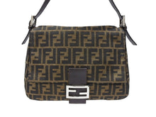Load image into Gallery viewer, FENDI フェンディ マンマバケット ショルダーバッグ ズッカ柄 コットンキャンバス レザー ブラウン シルバー金具 美品 中古 4b007472