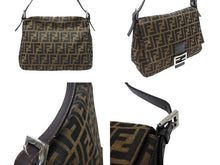 Load image into Gallery viewer, FENDI フェンディ マンマバケット ショルダーバッグ ズッカ柄 コットンキャンバス レザー ブラウン シルバー金具 美品 中古 4b007472