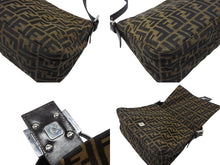 Load image into Gallery viewer, FENDI フェンディ マンマバケット ショルダーバッグ ズッカ柄 コットンキャンバス レザー ブラウン シルバー金具 美品 中古 4b007472