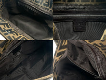 Load image into Gallery viewer, FENDI フェンディ マンマバケット ショルダーバッグ ズッカ柄 コットンキャンバス レザー ブラウン シルバー金具 美品 中古 4b007472