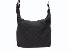 Load image into Gallery viewer, GUCCI グッチ ワンショルダーバッグ 01234 レザー GGキャンバス ブラック シルバー金具 美品 中古 4b007473