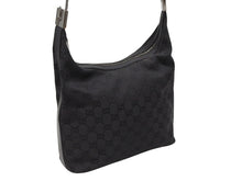 Load image into Gallery viewer, GUCCI グッチ ワンショルダーバッグ 01234 レザー GGキャンバス ブラック シルバー金具 美品 中古 4b007473
