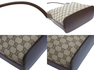 GUCCI グッチ GGキャンバス ワンショルダーバッグ 0013814 ベージュ ブラウン キャンバス レザー シルバー 金具 美品 中古 4b007474