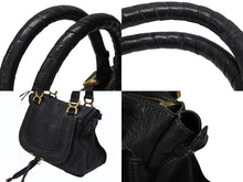 Load image into Gallery viewer, Chloe クロエ マーシー ハンドバッグ トートバッグ 馬蹄 031163 レザー ブラック ゴールド金具 美品 中古 4b007475