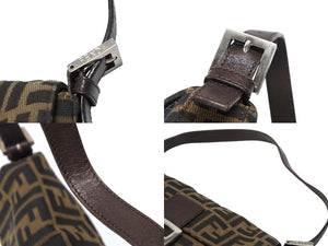 FENDI フェンディ マンマバケット ワンショルダーバッグ 222826424009 ズッカ柄 キャンバス レザー ブラウン シルバー金具 美品 中古 4b007476
