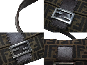 FENDI フェンディ マンマバケット ワンショルダーバッグ 222826424009 ズッカ柄 キャンバス レザー ブラウン シルバー金具 美品 中古 4b007476