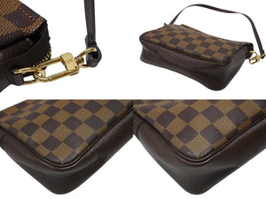 LOUIS VUITTON ルイヴィトン ハンドバッグ N51982 トゥルースメイクアップ ダミエ エベヌ ブラウン キャンバス ゴールド金具 美品 中古 4b007480