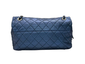 CHANEL シャネル Sフラップ Wチェーンショルダーバッグ 18番台 ココマーク キャビアスキン メタリックブルー 美品 中古 4b007489